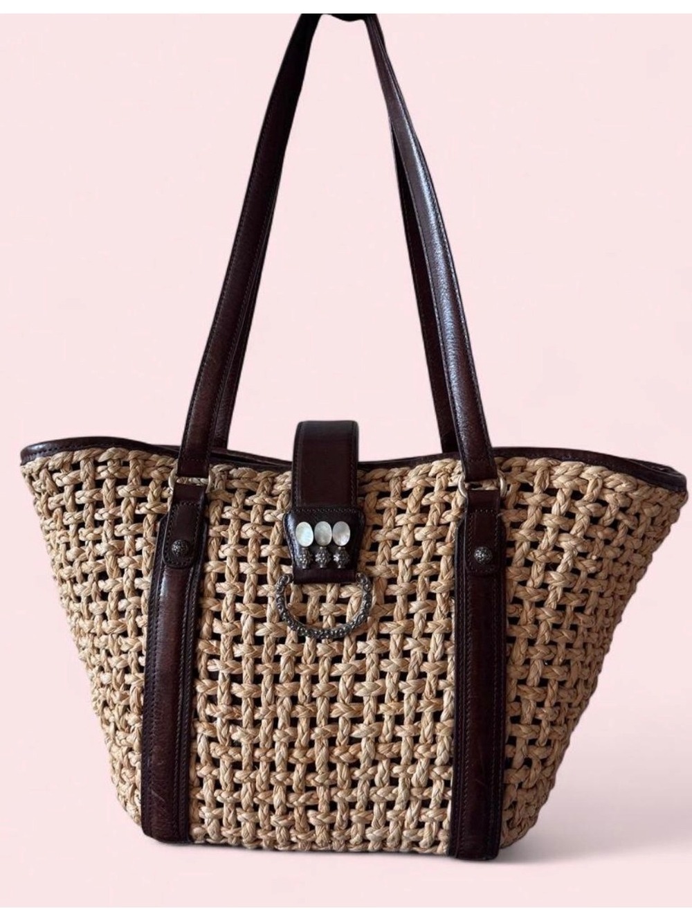 Brighton ran and brown woven tote shoulder bag
